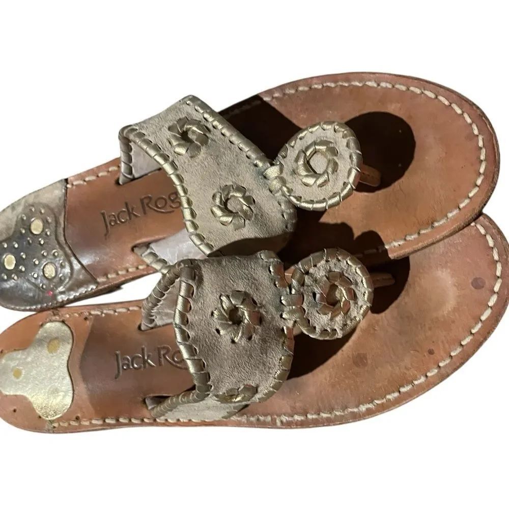 Jack Rogers Beige Leather Sandals